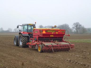 Drills used for establishing spring wheat: power harrow combination drill, minimum tillage Vaderstad drill, & Ecodyn direct drill