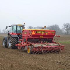 Drills used for establishing spring wheat: power harrow combination drill, minimum tillage Vaderstad drill, & Ecodyn direct drill