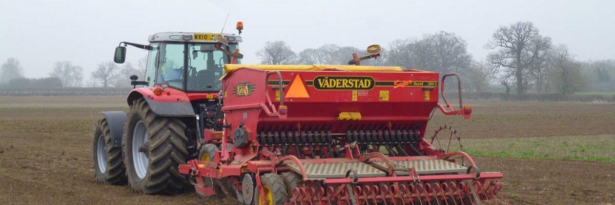 Drills used for establishing spring wheat: power harrow combination drill, minimum tillage Vaderstad drill, & Ecodyn direct drill